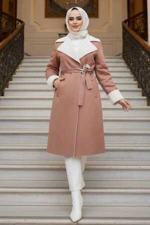 Kürklü Bisküvi Süet Tesettür Kap 5959BS - 1