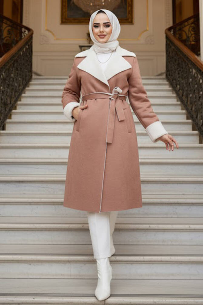 Kürklü Bisküvi Süet Tesettür Kap 5959BS - 1