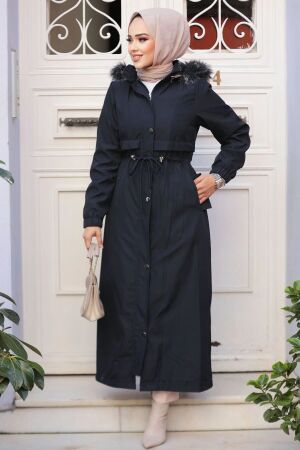 Kürklü Lacivert Tesettür Parka 90281L - NEVA STYLE