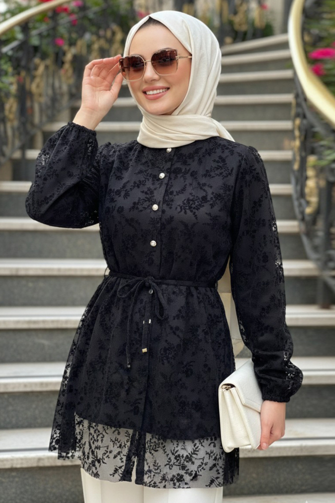 Lace Black Modest Tunic 11018S - 1