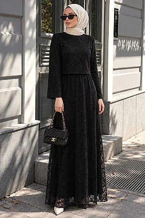 Lace Black Modest Two-Piece Set 6293S 