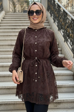 Lace Brown Modest Tunic 11018KH - 1