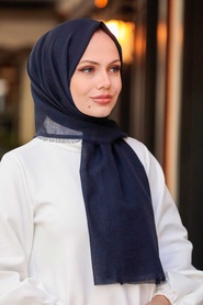 Lacivert Hijab Shawl 43270L - Thumbnail