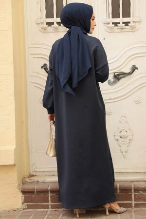 Lacivert Sweat Tesettür Elbise 23641L - 4