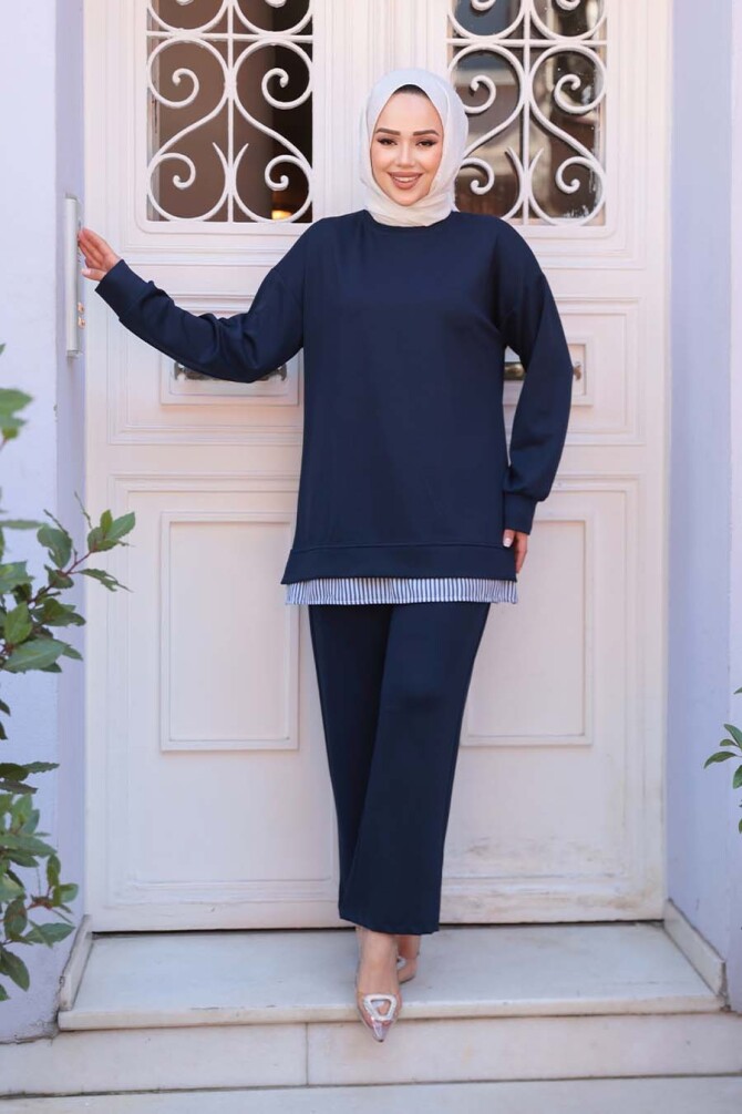 Lacivert Tesettür Modal İkili Takım 17412L - 1