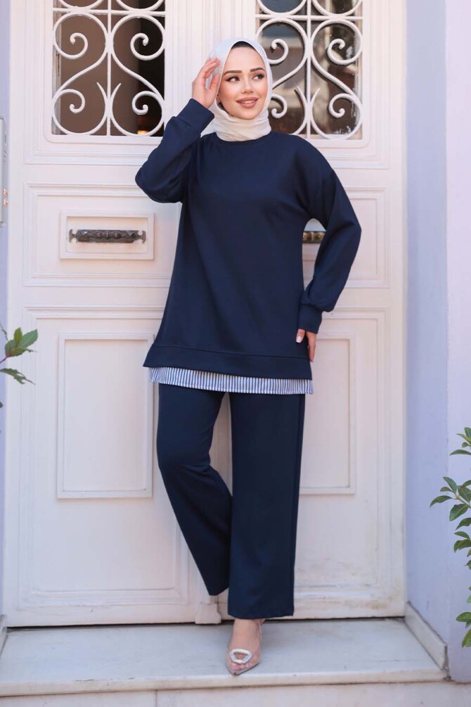 Lacivert Tesettür Modal İkili Takım 17412L - 2