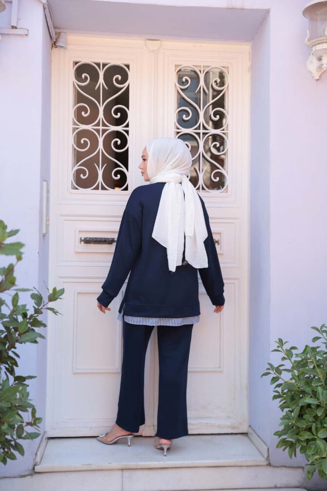 Lacivert Tesettür Modal İkili Takım 17412L - 4