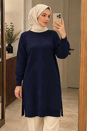 Lacivert Tesettür Triko Kazak 10901L 
