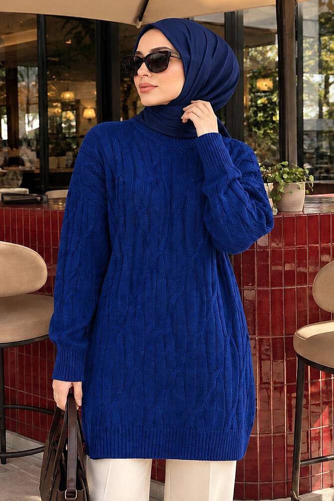 Navy Modest Knit Sweater 8798L - 1