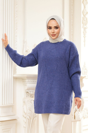 Lavanta Tesettür Triko Kazak Tunik 7852LV - 2