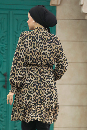  Leopar Desenli Tesettür Tunik 17981LP - 4