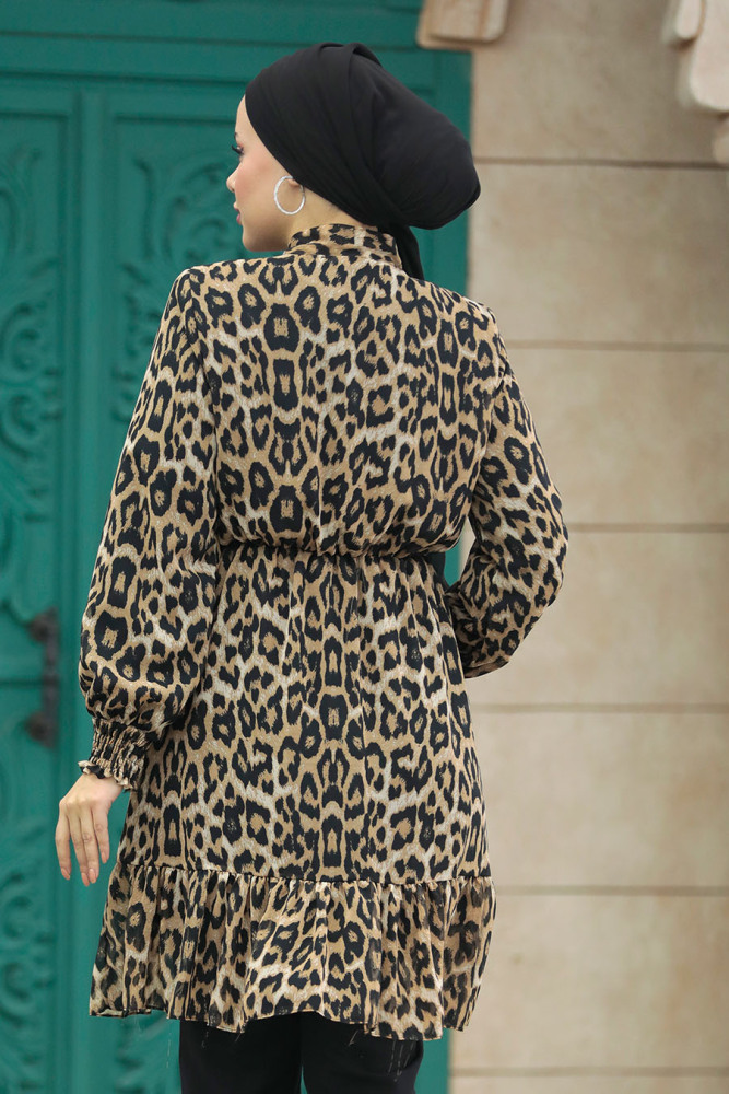  Leopar Desenli Tesettür Tunik 17981LP - 4