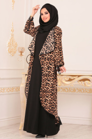 Leopard Hijab Abaya 8861LP - Thumbnail
