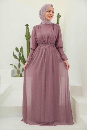 Neva Style - Light Dusty Rose Turkish Hijab Bridesmaid Dress 5367AGK - 1