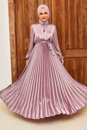 Neva Style - Satin Light Lila Islamic Clothing Engagement Dress 3031ALILA - 1