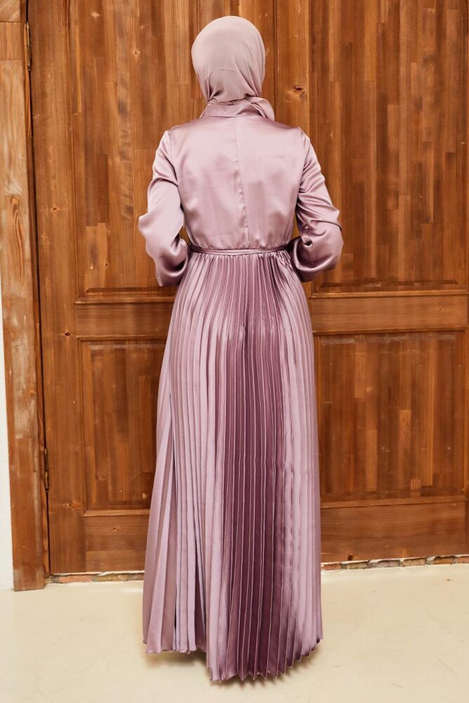 Neva Style - Satin Light Lila Islamic Clothing Engagement Dress 3031ALILA - 2