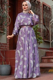 Lila Hijab Dress 22165LILA - Thumbnail