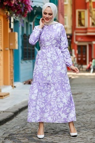 Lila Hijab Dress 25964LILA - Thumbnail