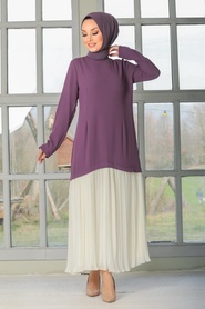Lila Hijab Dress 30790LILA - Thumbnail