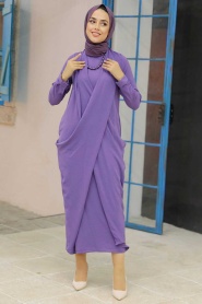 Lila Hijab Dress 34281LILA - Thumbnail