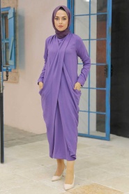 Lila Hijab Dress 34281LILA - Thumbnail