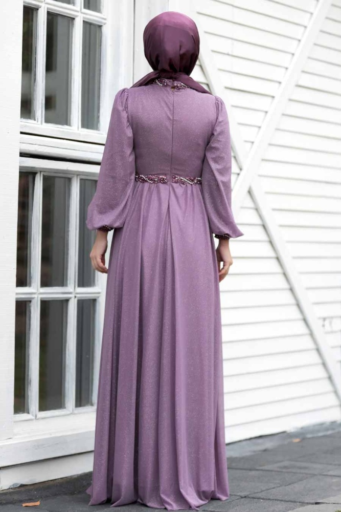 Neva Style - Stylish Lila Muslim Evening Gown 21680LILA - 3