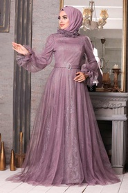 Lila Hijab Evening Dress 21820LILA - Thumbnail