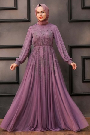 Neva Style - Long Lila Islamic Wedding Dress 22031LILA - 1