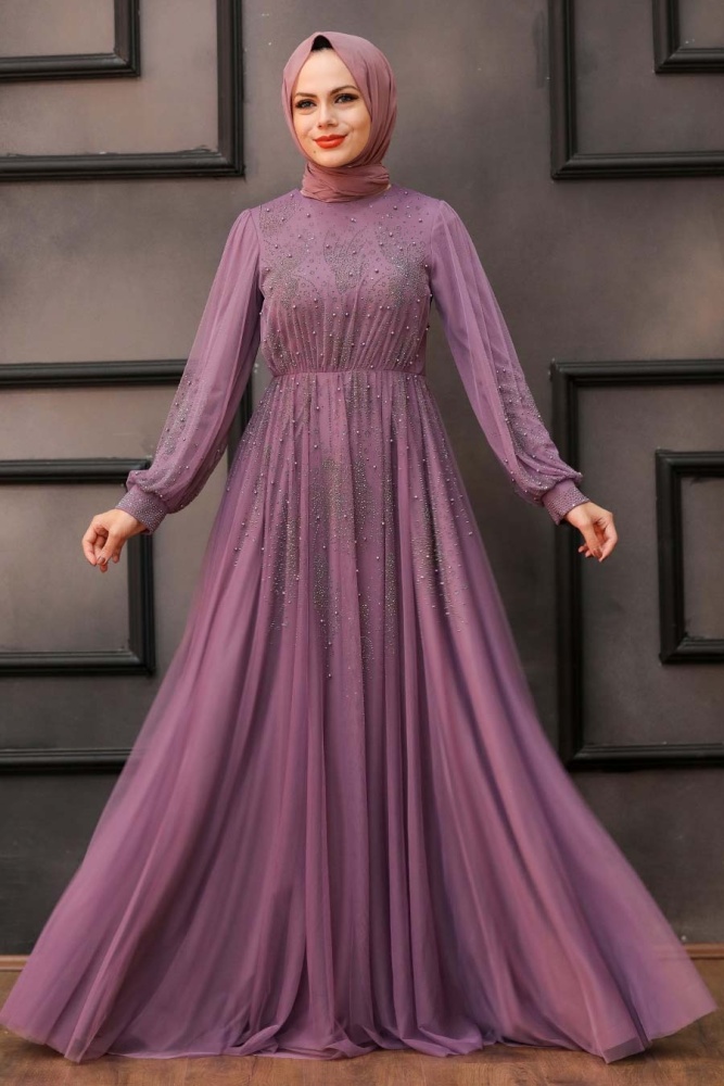 Neva Style - Long Lila Islamic Wedding Dress 22031LILA - 1