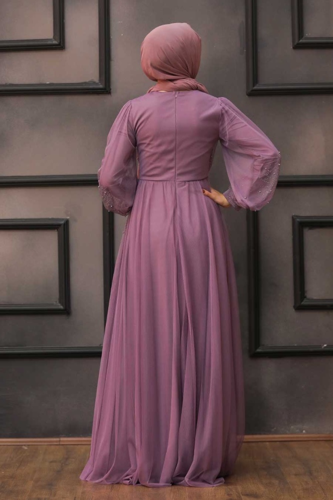 Neva Style - Long Lila Islamic Wedding Dress 22031LILA - 2