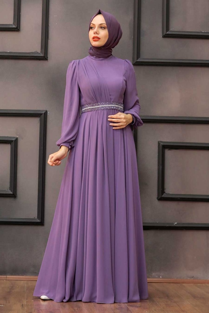 Neva Style - Elegant Lila Muslim Fashion Wedding Dress 22040LILA - 1