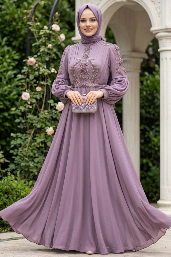Neva Style - Elegant Lila Muslim Fashion Evening Dress 2212LILA - 1