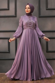 Neva Style - Elegant Lila Muslim Fashion Evening Dress 2212LILA - Thumbnail