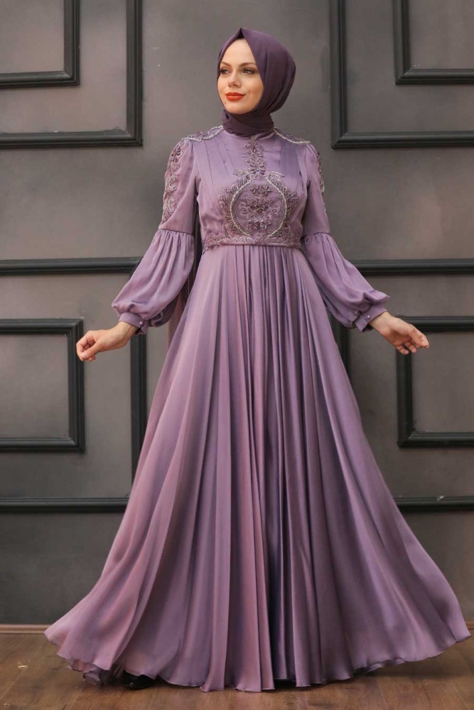 Neva Style - Elegant Lila Muslim Fashion Evening Dress 2212LILA - 1