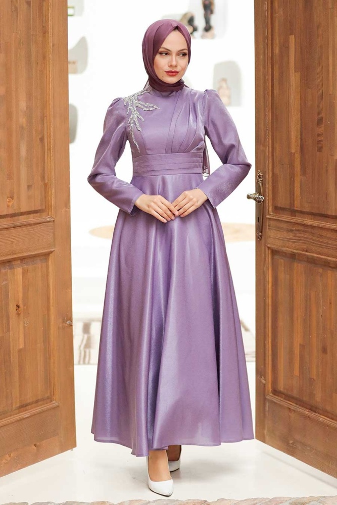 Neva Style - Lila Turkish Hijab Evening Dress 22301LILA - 1