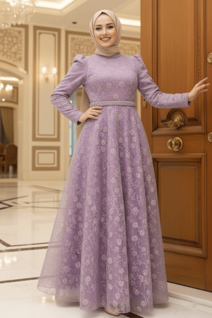 Neva Style - Elegant Lila Muslim Bridal Dress 2238LILA - 1