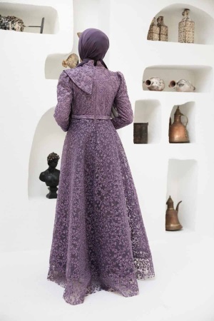 Lila Hijab Evening Dress 22421LILA - Thumbnail