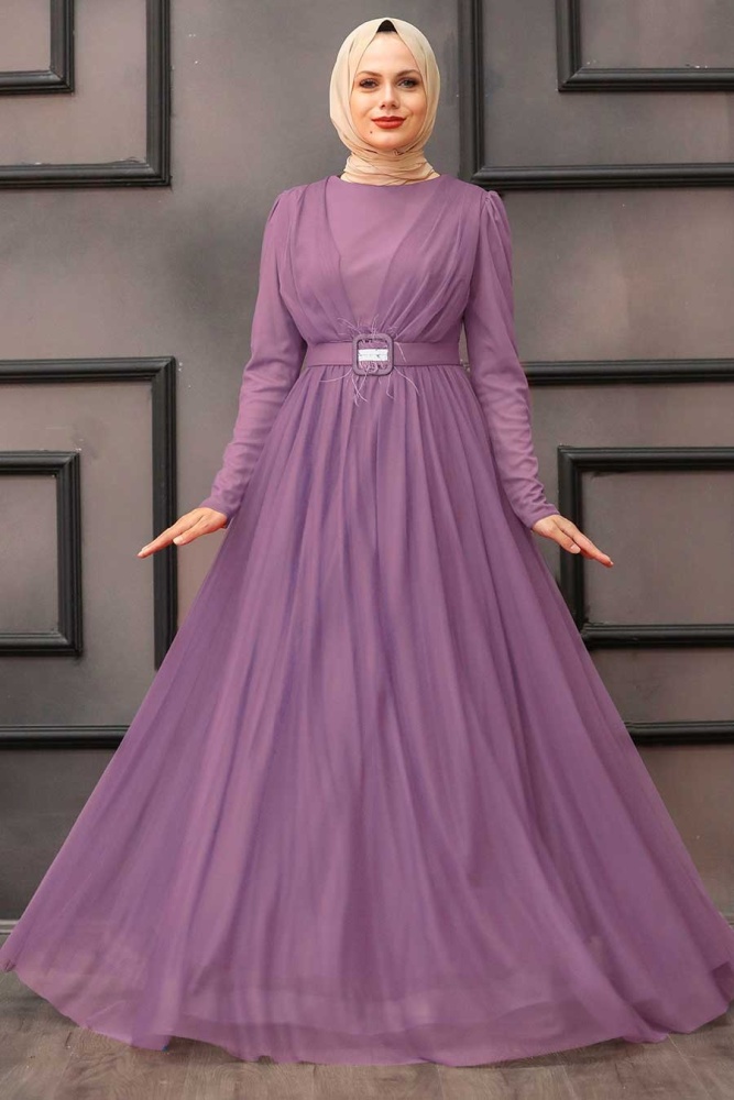 Lila Hijab Evening Dress 23341LILA - 1