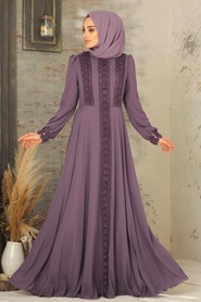 Lila Hijab Evening Dress 2705LILA - Thumbnail