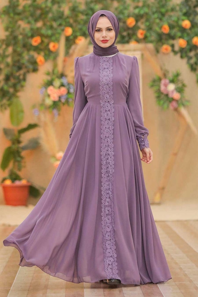 Neva Style - Luxorious Lila Islamic Clothing Engagement Dress 2760LILA - 1
