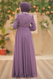 Neva Style - Luxorious Lila Islamic Clothing Engagement Dress 2760LILA - Thumbnail