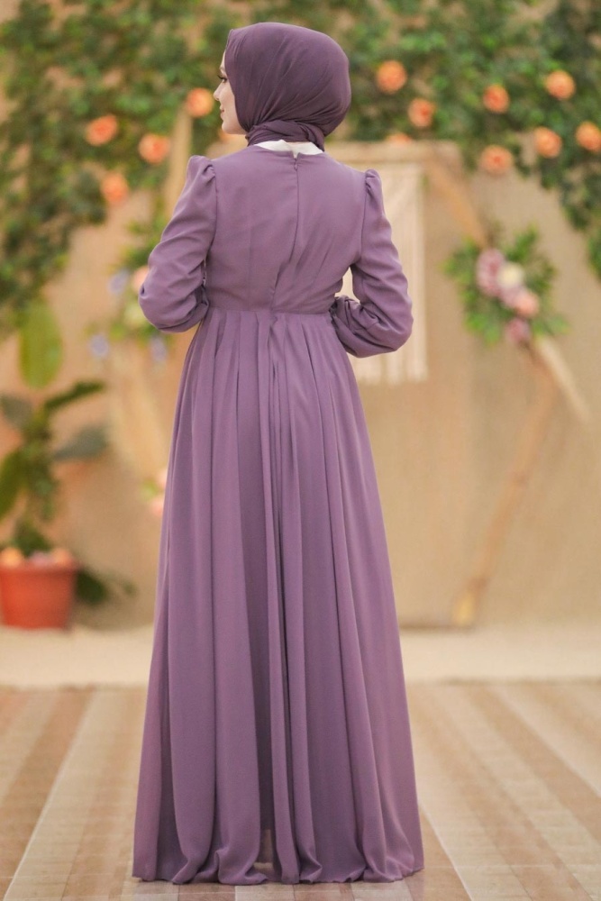 Neva Style - Luxorious Lila Islamic Clothing Engagement Dress 2760LILA - 2