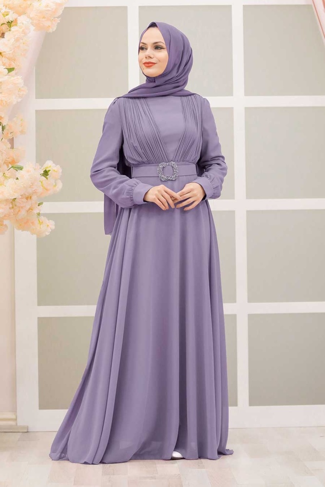 Neva Style - Modern Lila Hijab Evening Dress 27690LILA - 1