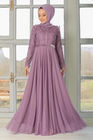 Lila Hijab Evening Dress 32670LILA - Thumbnail