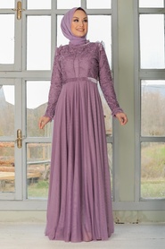 Lila Hijab Evening Dress 32670LILA - Thumbnail