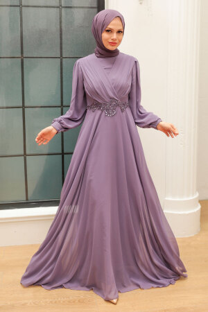 Neva Style - Stylish Lila Islamic Evening Gown 3435LILA - 1