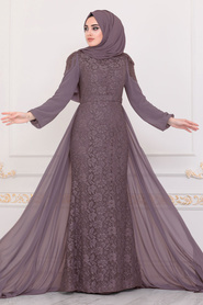 Lila Hijab Evening Dress 40280KLILA - Thumbnail