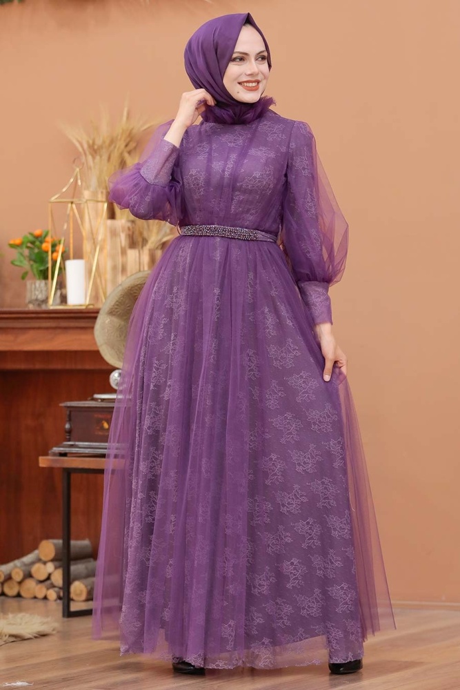 Neva Style - Stylish Lila Muslim Wedding Dress 40440KLILA - 1