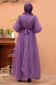 Neva Style - Stylish Lila Muslim Wedding Dress 40440KLILA - Thumbnail