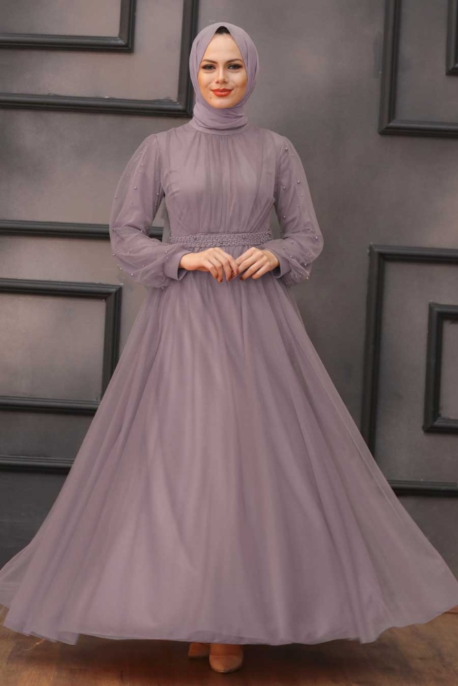 Neva Style - Modern Lila Islamic Clothing Evening Gown 5514LILA - 1